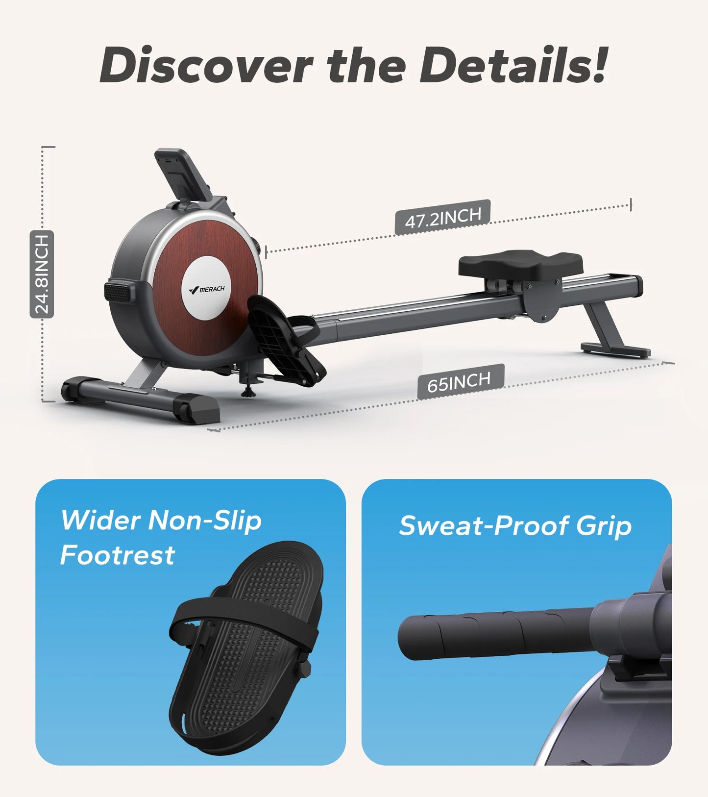 Magnetic Rowing Machine – 16-Level Quiet Resistance with Dual Slide Rail, App Integration, and 350lb Capacity