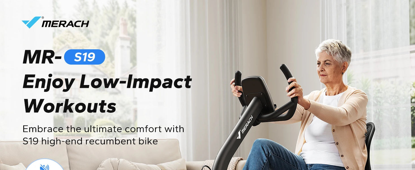 Recumbent Exercise Bike – Quiet Magnetic Stationary Bike with Heart Rate Handles, LCD Display, and App Integration (330lb Capacity)
