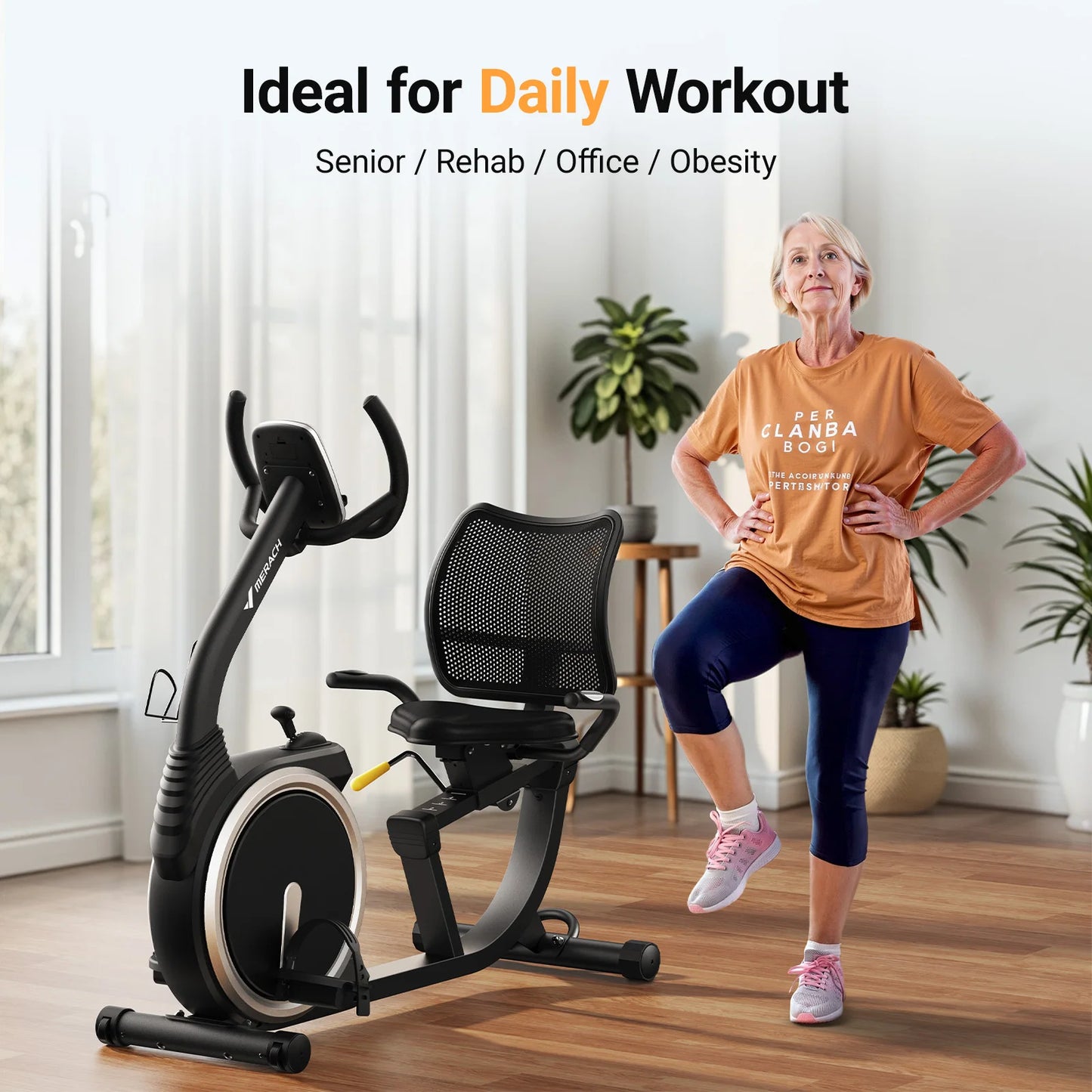 Recumbent Exercise Bike – Quiet Magnetic Stationary Bike with Heart Rate Handles, LCD Display, and App Integration (330lb Capacity)
