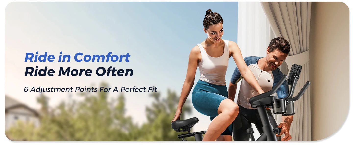 Stationary Exercise Bike – Quiet Indoor Cycling Bike with Brake Pad Resistance, App Connectivity, and 300lb Capacity