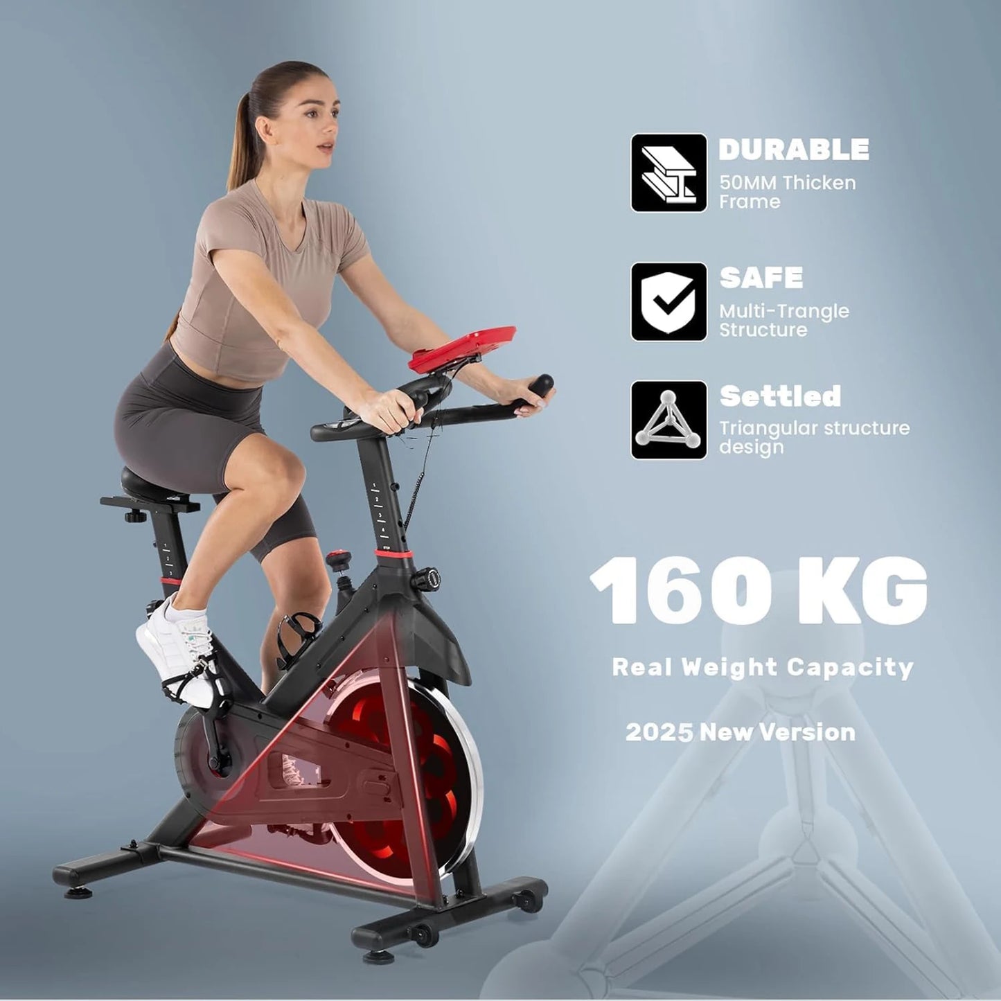 Indoor Spinning Bike – Quiet Magnetic Resistance with LCD Monitor & 6kg Flywheel, 330 lbs Capacity