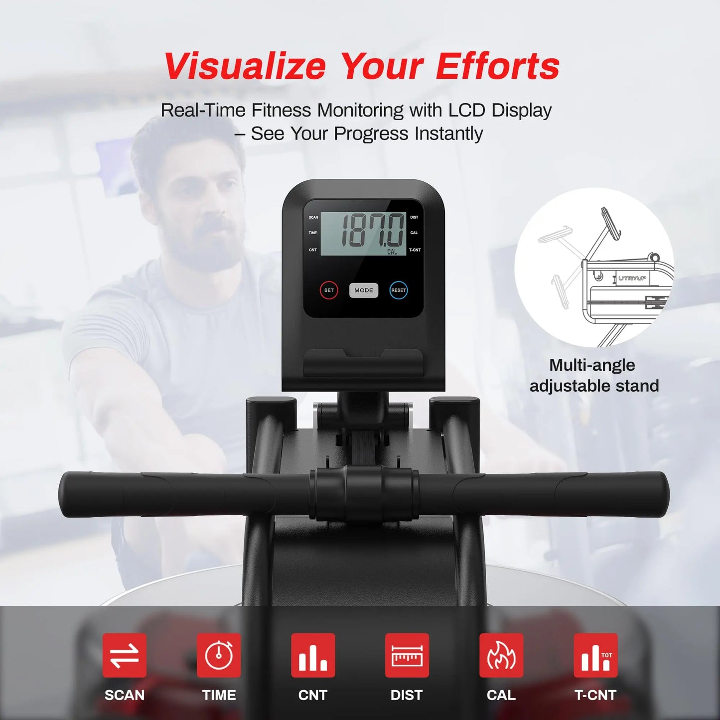 Magnetic Rowing Machine – UTRYUP R05/R10 with 16 Resistance Levels, Bluetooth App, and Quiet Foldable Design