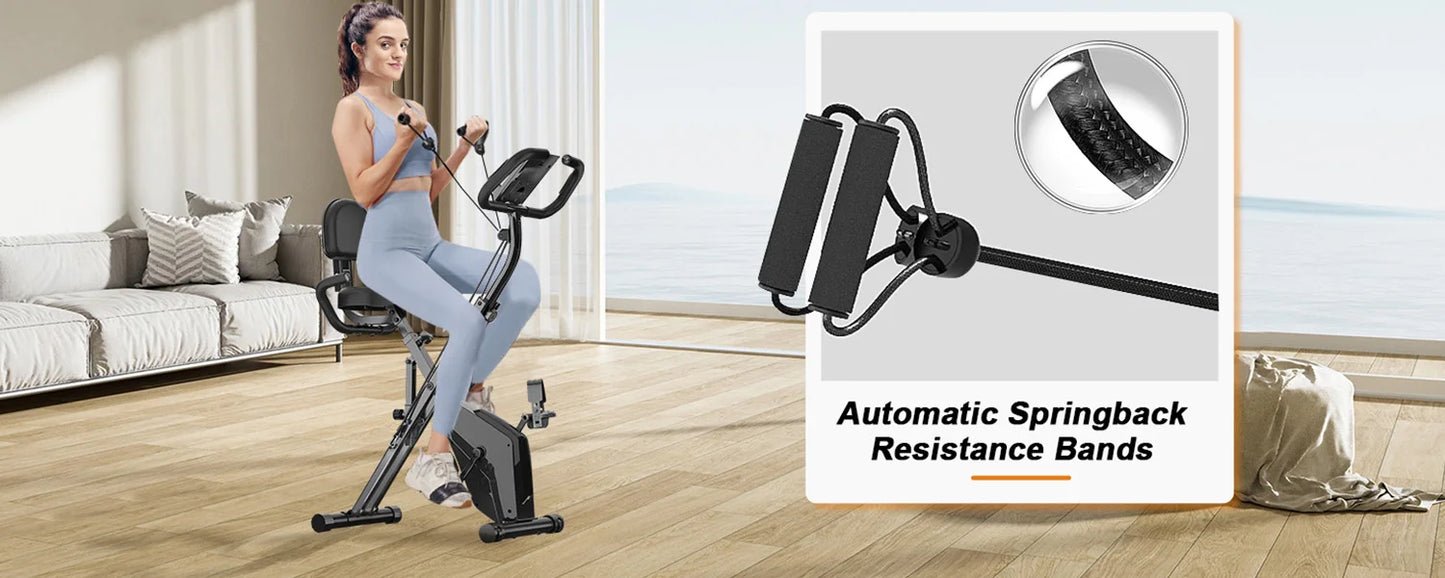 Foldable Exercise Bike – 8-Level Magnetic Resistance with Heart Rate Sensors & LCD Display