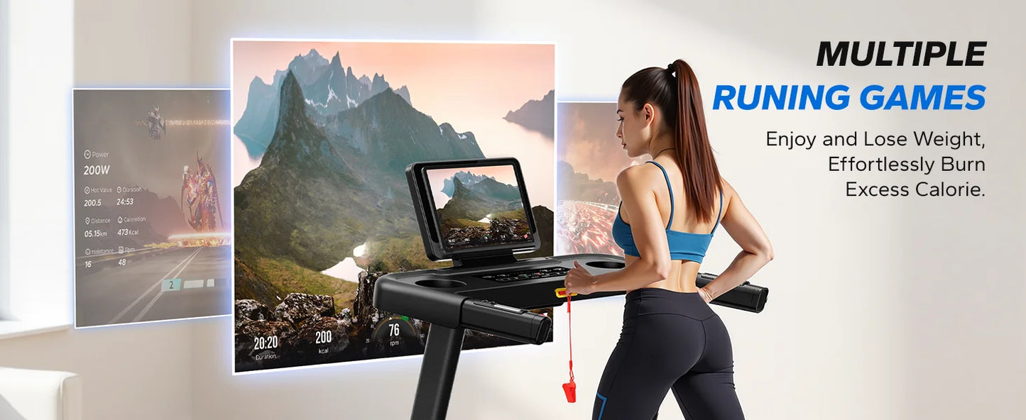 Foldable Treadmill with Incline – Quiet Double Deck Shock Absorption, Heart Rate Monitoring, 7.5MPH