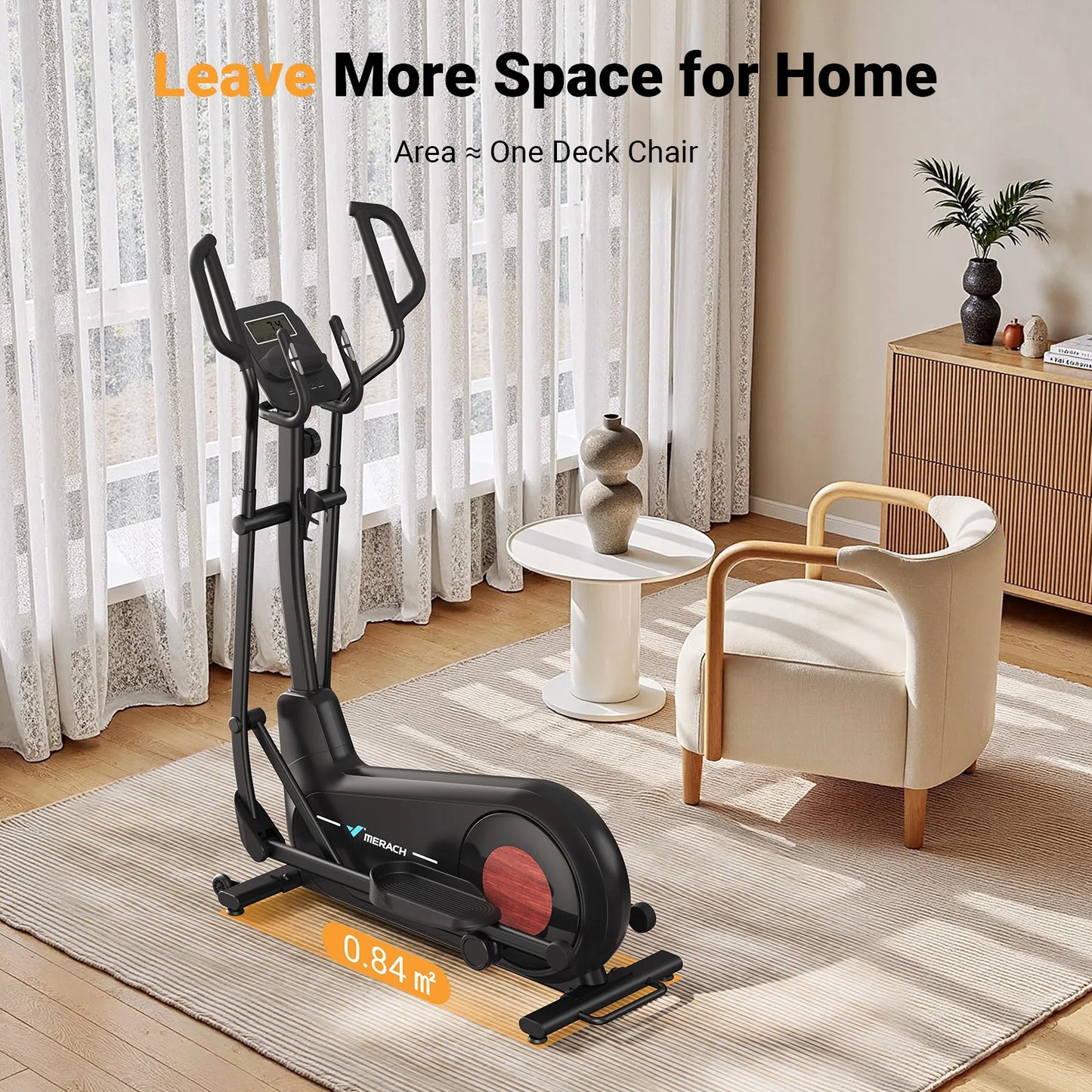 Elliptical Exercise Machine – 18.5" Stride, Quiet Magnetic Drive, 8 Resistance Levels