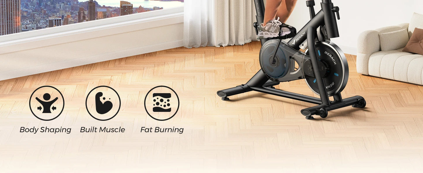 Stationary Exercise Bike – Quiet Indoor Cycling Bike with Brake Pad Resistance, App Connectivity, and 300lb Capacity