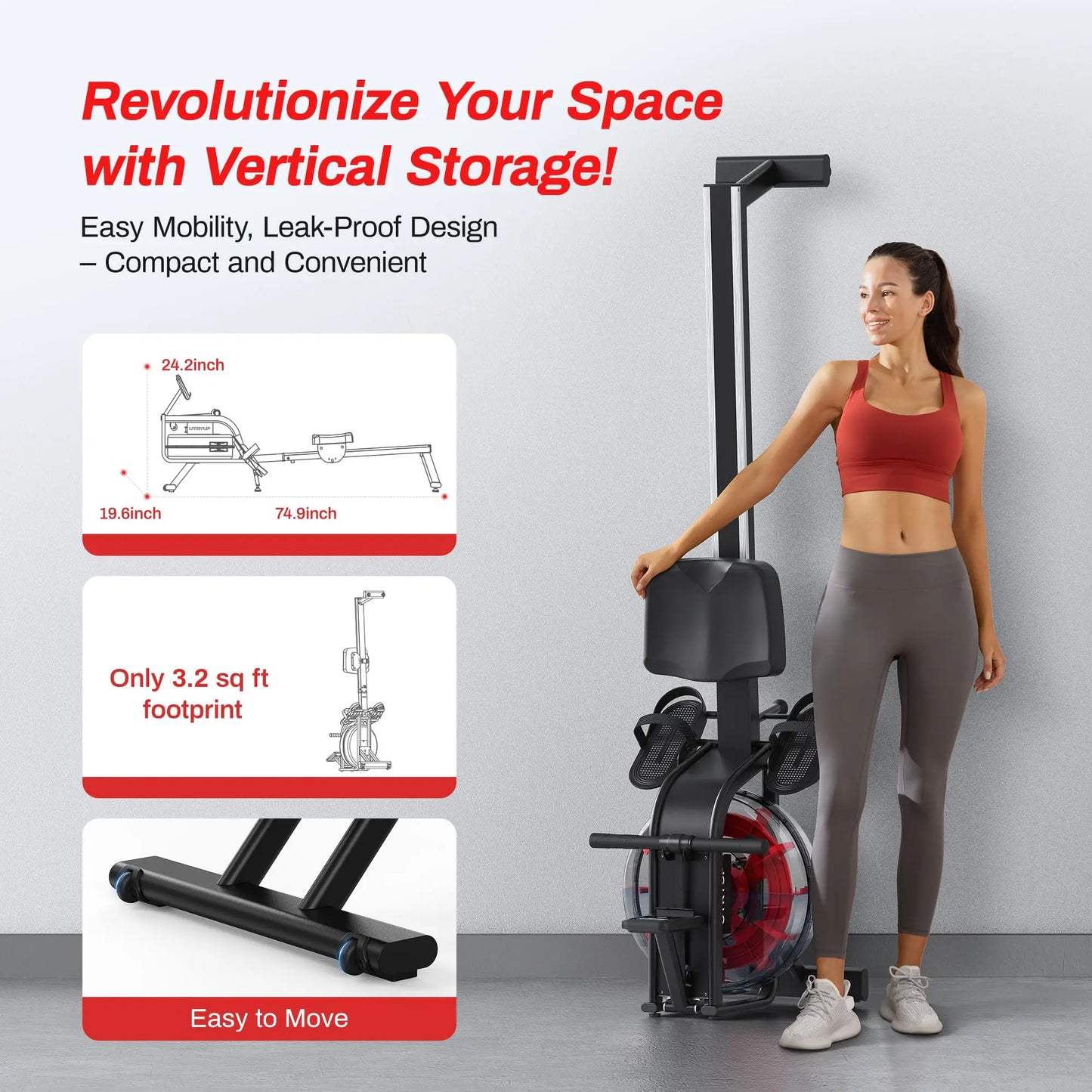 Magnetic Rowing Machine – UTRYUP R05/R10 with 16 Resistance Levels, Bluetooth App, and Quiet Foldable Design