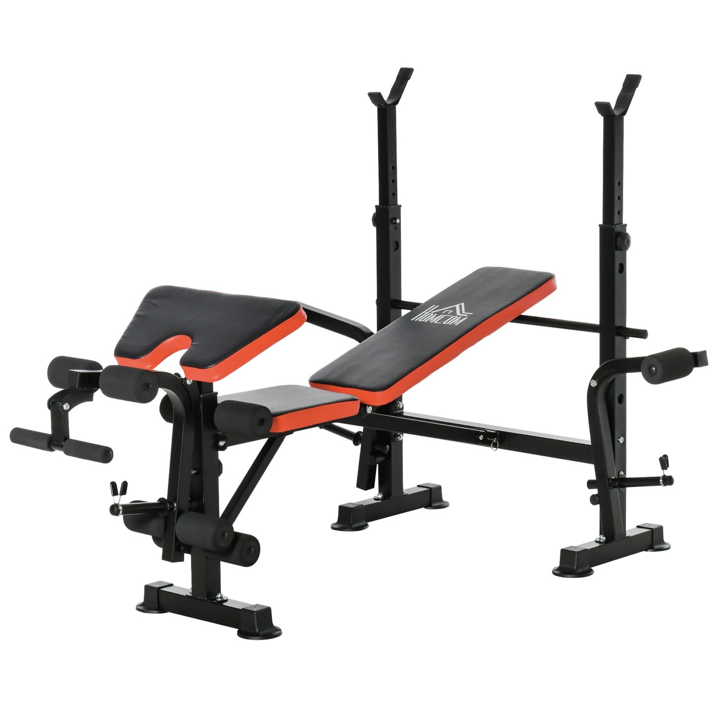 Adjustable Weight Bench with Bar Support – Full Body Strength Training Bench, Multi-Position Backrest, Leg Curl & Arm Trainer