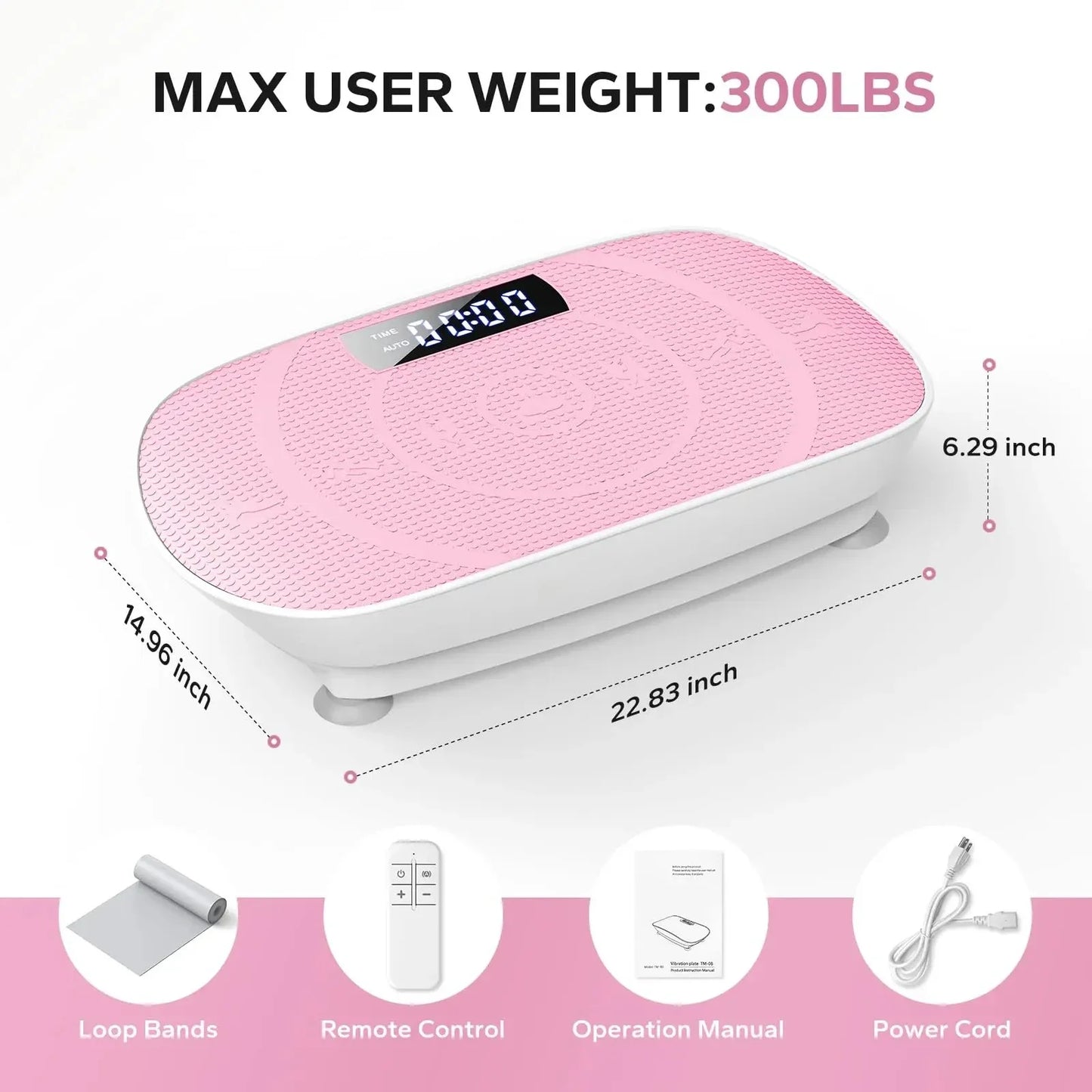 Whole Body Vibration Plate – Power Fitness Platform with Remote, 10 Speed Levels & Resistance Bands