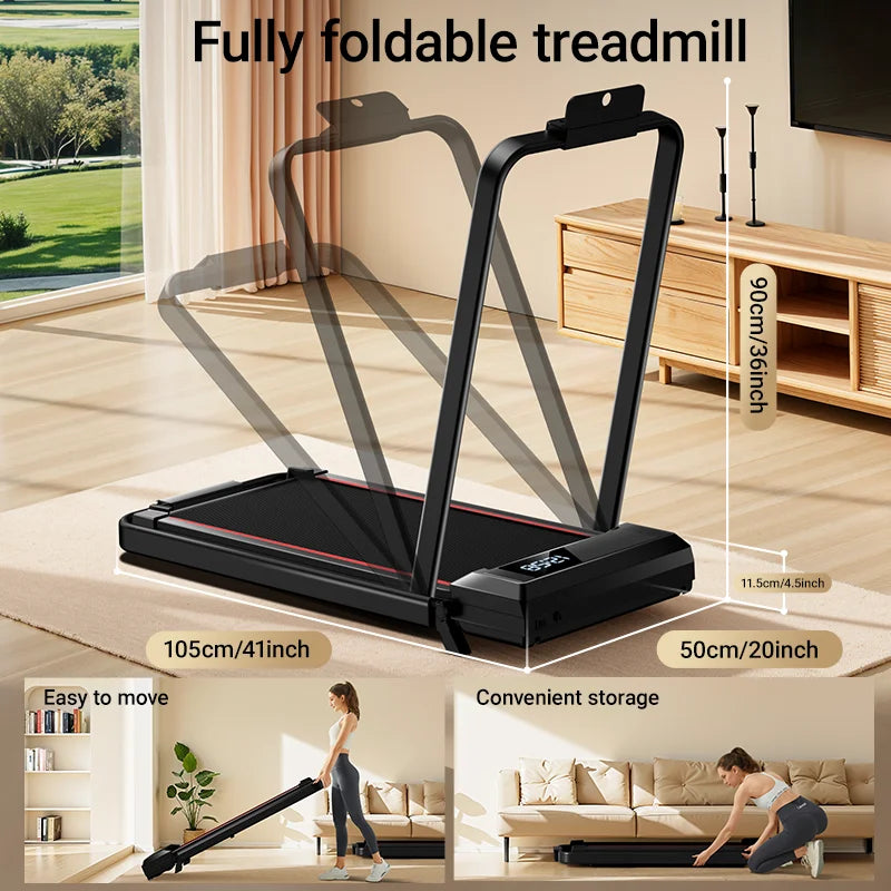 Walking Pad Treadmill with Incline – Under-Desk Folding Treadmill with Handrails, Quiet Motor & LED Display for Home/Office