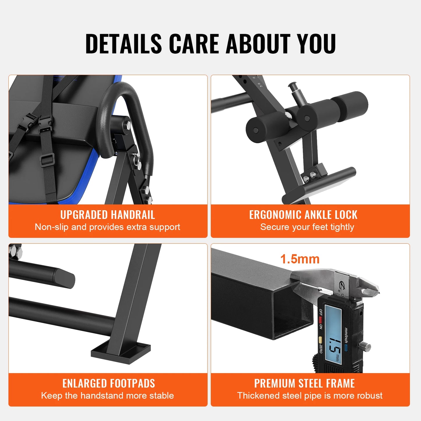 Inversion Table – Heavy-Duty Back Stretcher with Adjustable Height, Safety Straps, and Foldable Design