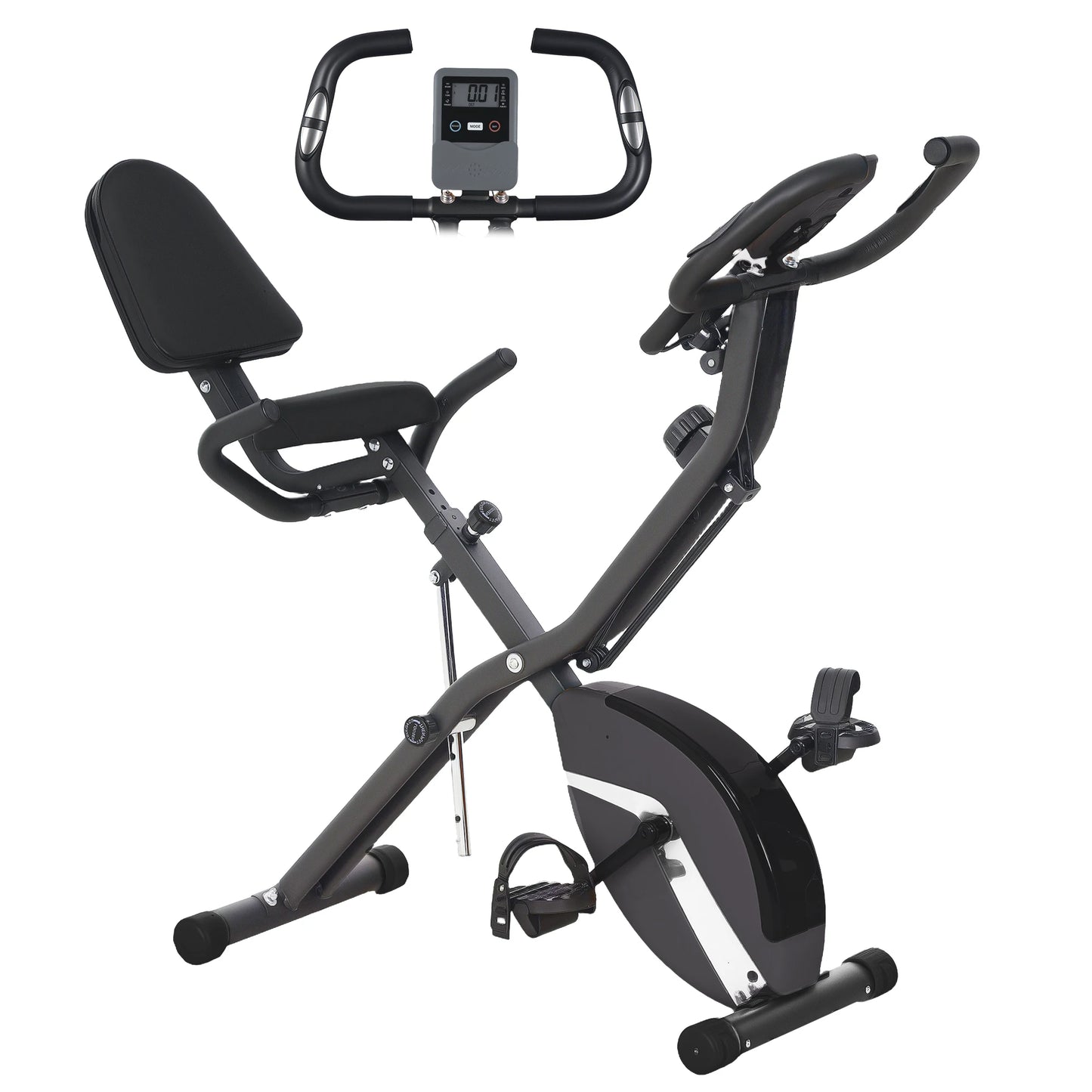 Folding Exercise Bike – Sportnow Compact Magnetic Bike with 8 Resistance Levels and LCD Monitor