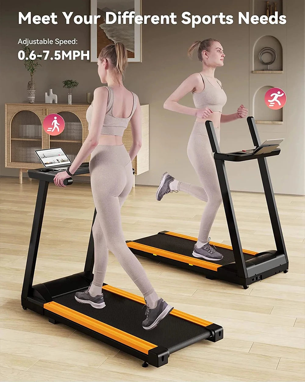 3.0HP Foldable Electric Treadmill with APP Monitoring, Remote Control & 7.5MPH Speed – 300 lbs Capacity