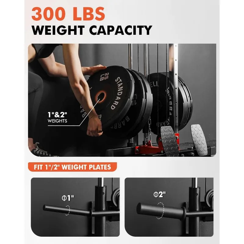 Wall-Mount Cable Crossover Machine – Dual Pulley System with 18 Adjustable Positions, Compact Home Gym