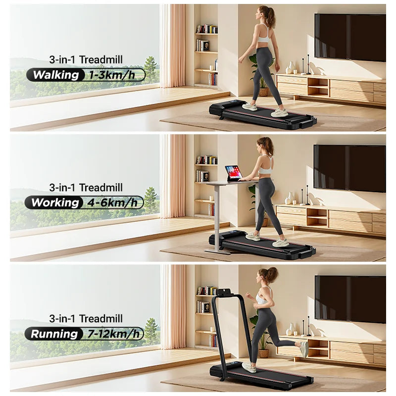 Walking Pad Treadmill with Incline – Under-Desk Folding Treadmill with Handrails, Quiet Motor & LED Display for Home/Office