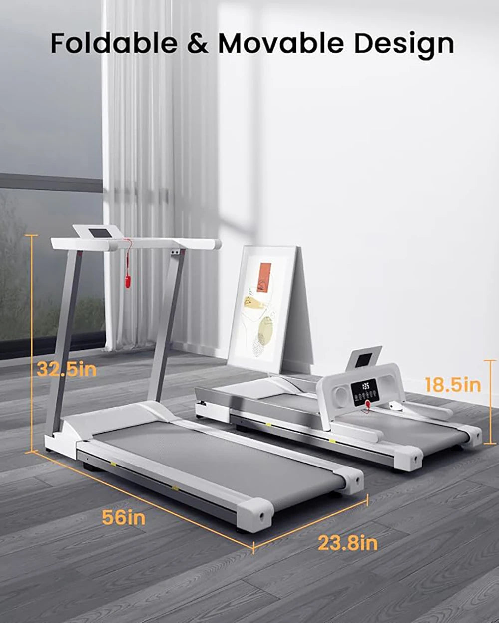 3.0HP Foldable Electric Treadmill with APP Monitoring, Remote Control & 7.5MPH Speed – 300 lbs Capacity