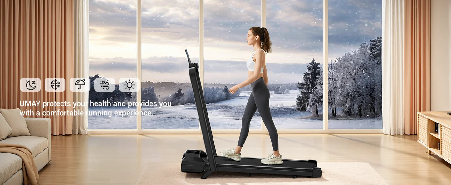 Walking Pad Treadmill with Incline – Under-Desk Folding Treadmill with Handrails, Quiet Motor & LED Display for Home/Office