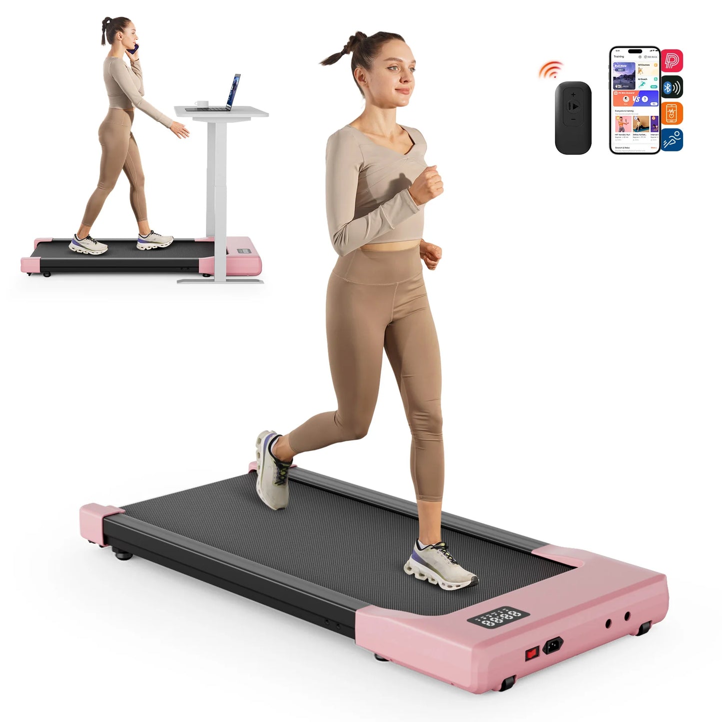 Walking Pad Treadmill – 2-in-1 Portable Under Desk Treadmill with Remote Control, LED Display, and Quiet 2.5HP Motor
