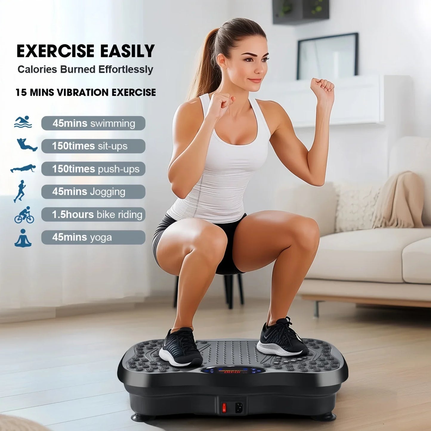 Vibration Plate Exercise Machine – Full Body Workout Platform for Weight Loss & Lymphatic Drainage, 400 lbs Capacity
