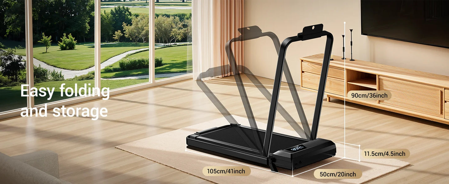 Walking Pad Treadmill with Incline – Under-Desk Folding Treadmill with Handrails, Quiet Motor & LED Display for Home/Office