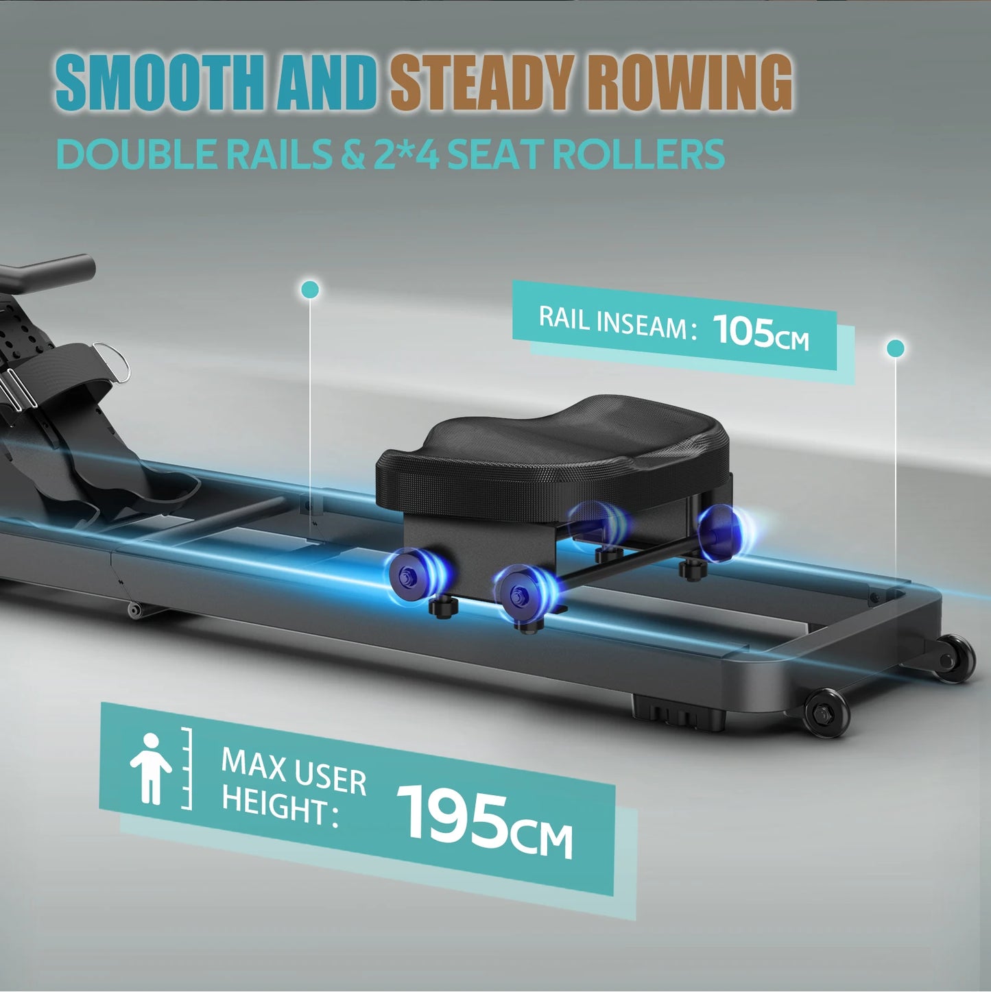 Water Rowing Machine for Home – Foldable Rower with Bluetooth Monitor, 6-Level Adjustable Resistance & Tablet Holder (160kg Capacity)