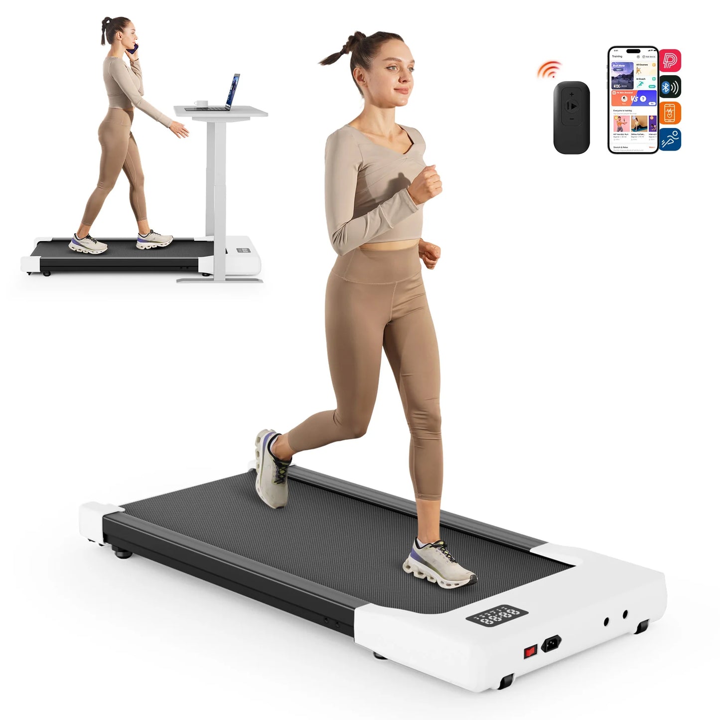 Walking Pad Treadmill – 2-in-1 Portable Under Desk Treadmill with Remote Control, LED Display, and Quiet 2.5HP Motor