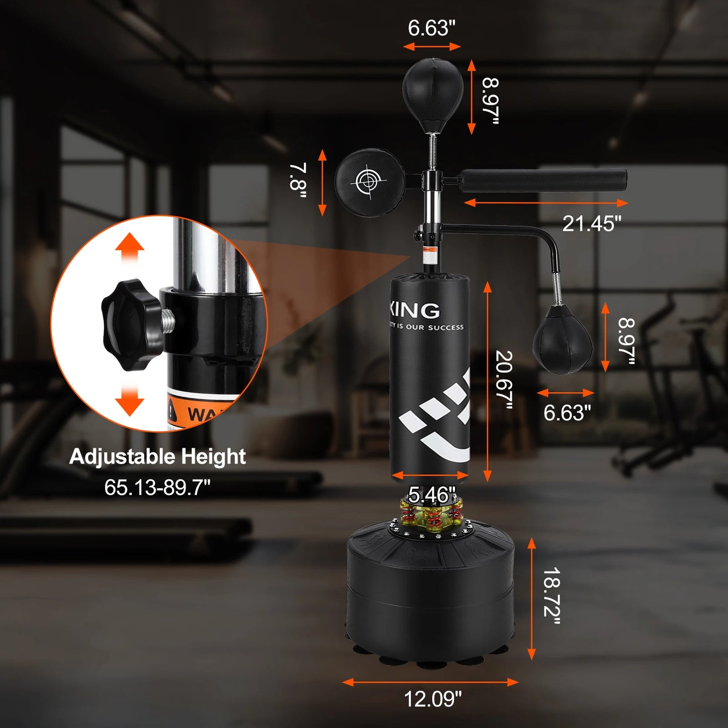 5-in-1 Punching Bag with Stand – Freestanding Boxing Trainer with Speed Balls, Reflex Bar, Target Pad, and Adjustable Height