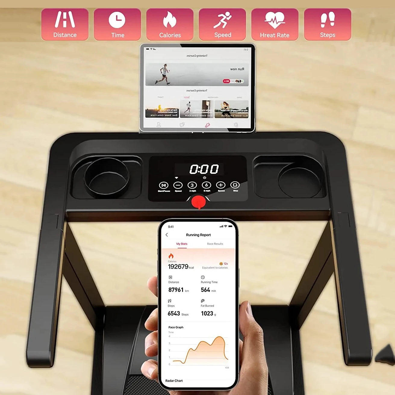 3.0HP Foldable Electric Treadmill with APP Monitoring, Remote Control & 7.5MPH Speed – 300 lbs Capacity