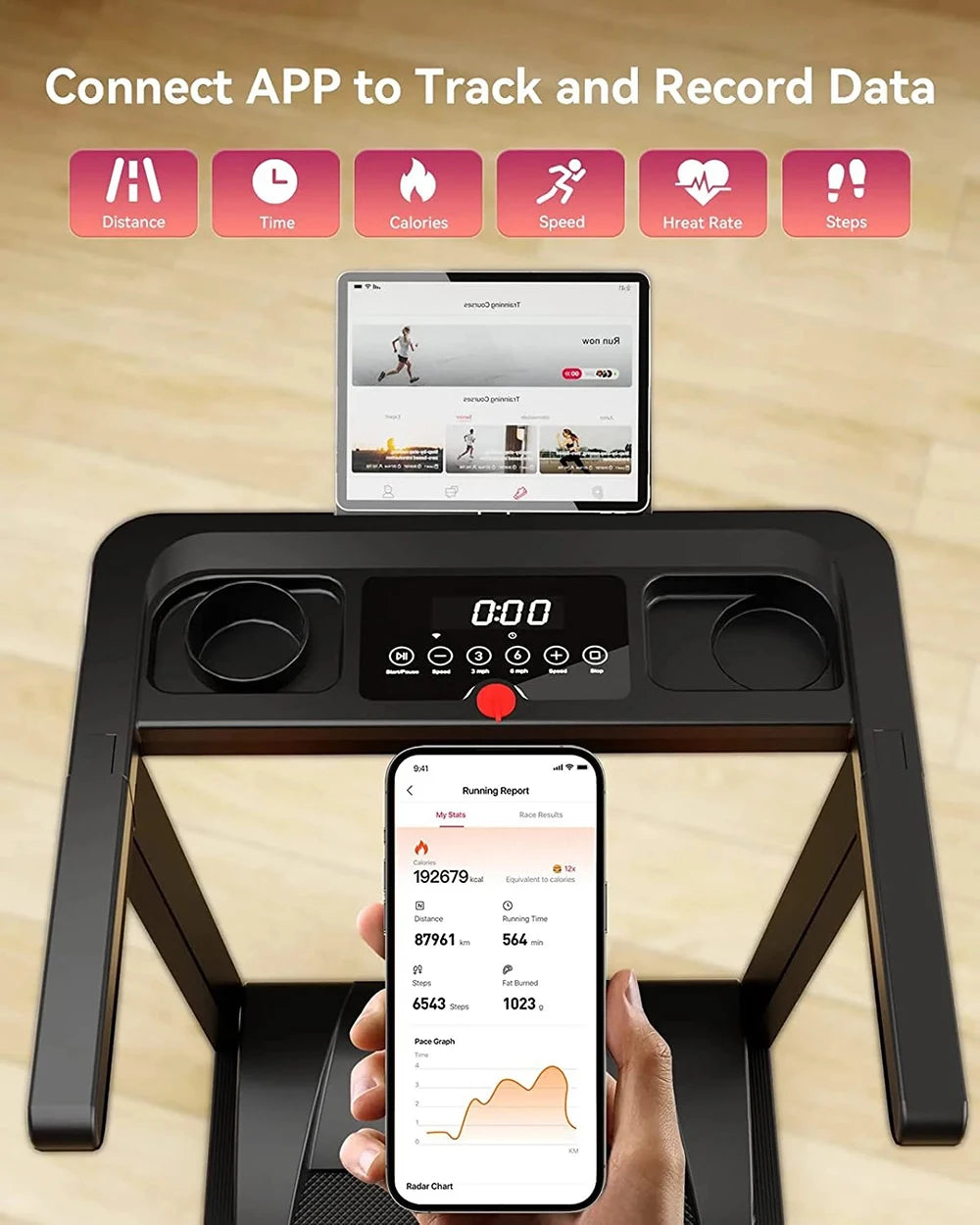 3.0HP Foldable Electric Treadmill with APP Monitoring, Remote Control & 7.5MPH Speed – 300 lbs Capacity