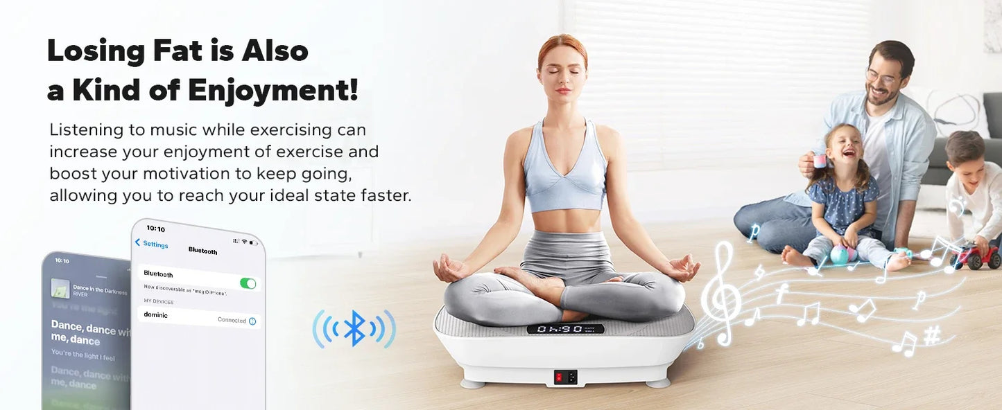 Whole Body Vibration Plate – Power Fitness Platform with Remote, 10 Speed Levels & Resistance Bands