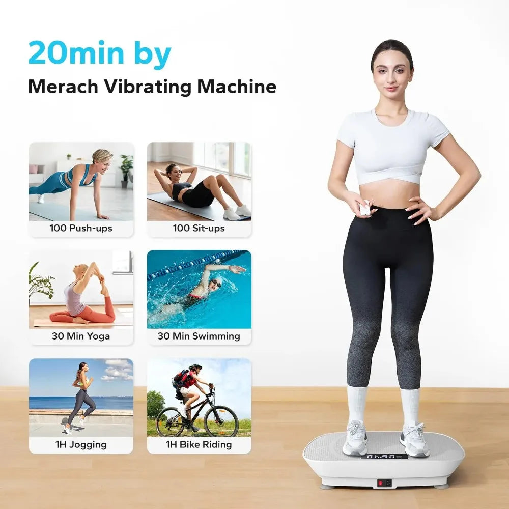 Whole Body Vibration Plate – Power Fitness Platform with Remote, 10 Speed Levels & Resistance Bands