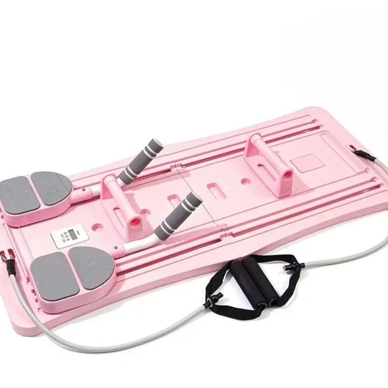 Abdominal Exercise Board – 4-in-1 Core Trainer with Ab Wheel, Push-Up Bars, Resistance Bands, and Timer