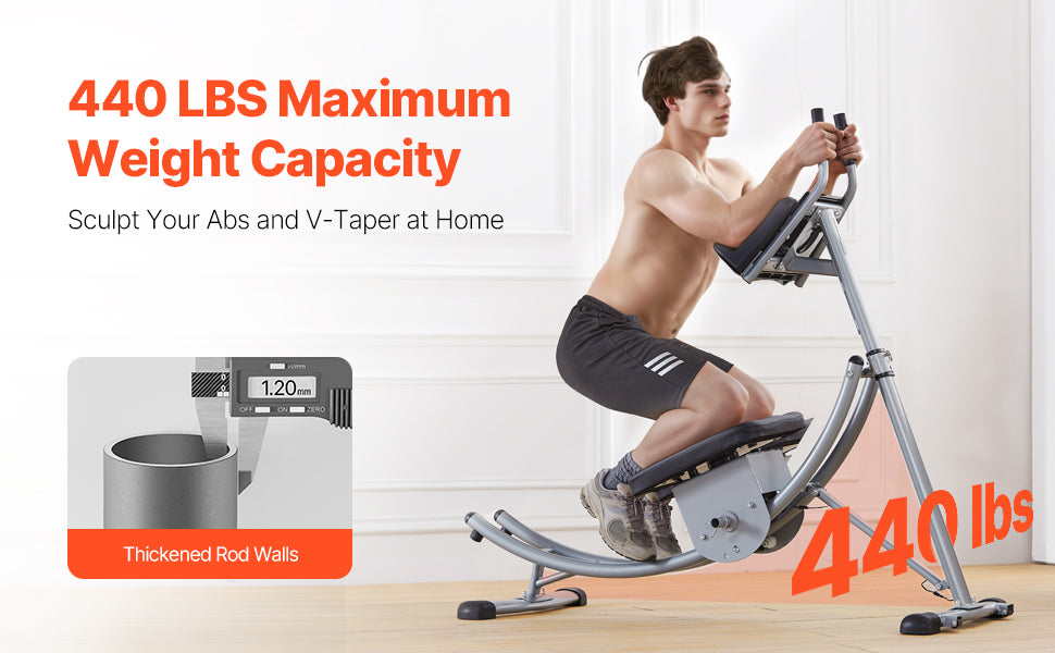 Ab Workout Machine – 440lb Capacity Core Trainer with Curved Track, Adjustable Resistance, and Foldable Design