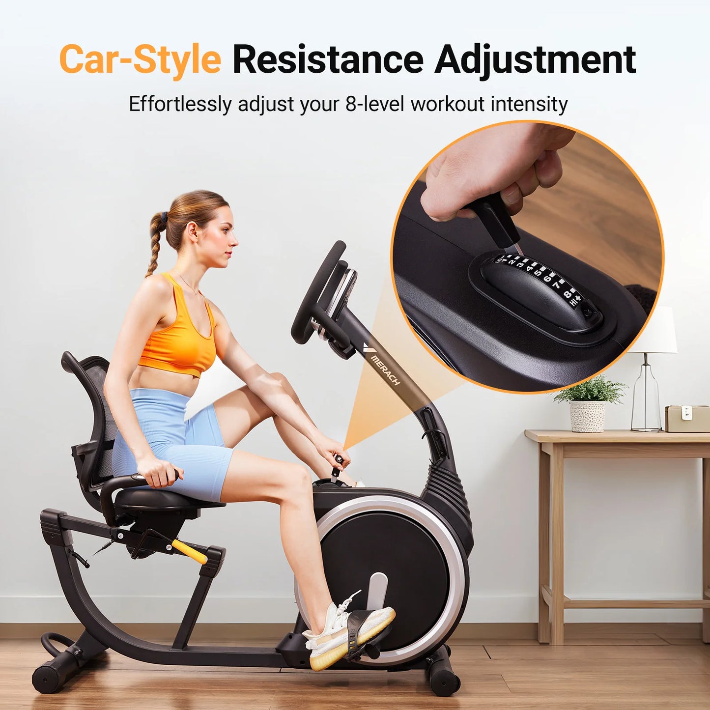 Recumbent Exercise Bike – Quiet Magnetic Stationary Bike with Heart Rate Handles, LCD Display, and App Integration (330lb Capacity)