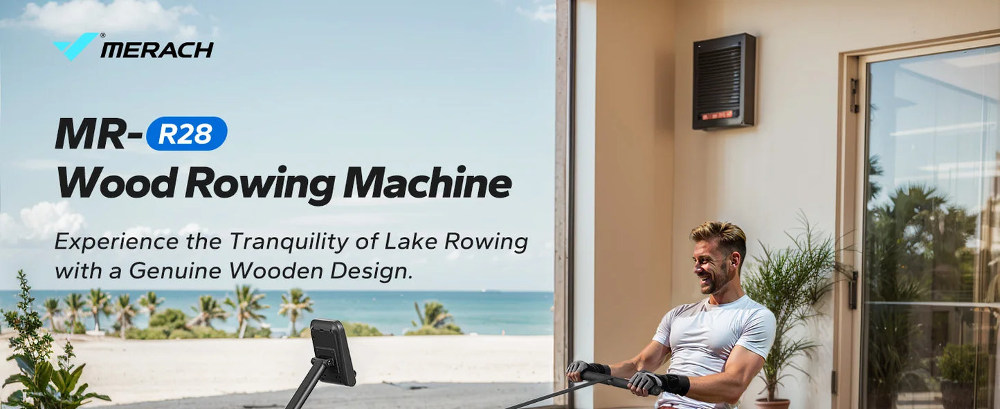 Water Rowing Machine – Foldable Wooden Rower with 400lb Capacity, Bluetooth Monitor, and Adjustable Resistance