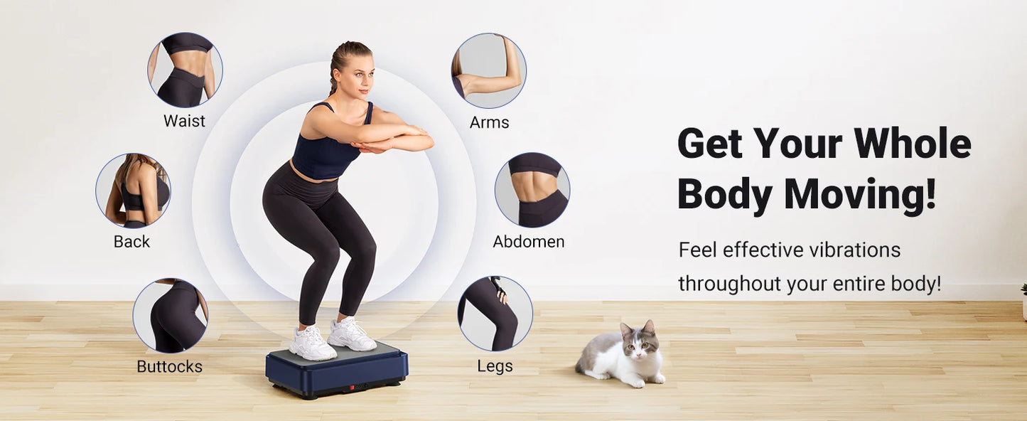 Vibration Plate Exercise Machine – Lymphatic Drainage, Pain Relief & Fat Burning Platform with Remote Control