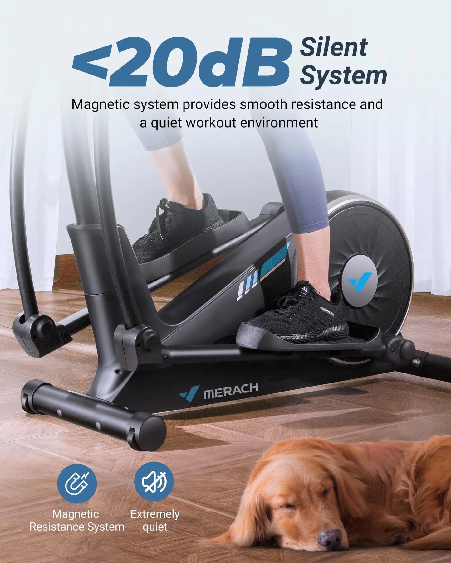 Elliptical Machine – Hyper-Quiet Magnetic Drive with 16 Resistance Levels and App Integration for Home Workouts