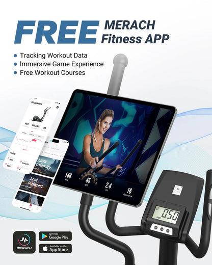 Elliptical Machine – Hyper-Quiet Magnetic Drive with 16 Resistance Levels and App Integration for Home Workouts