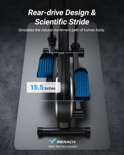 Elliptical Machine – Hyper-Quiet Magnetic Drive with 16 Resistance Levels and App Integration for Home Workouts