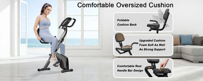 Foldable Exercise Bike – 8-Level Magnetic Resistance with Heart Rate Sensors & LCD Display