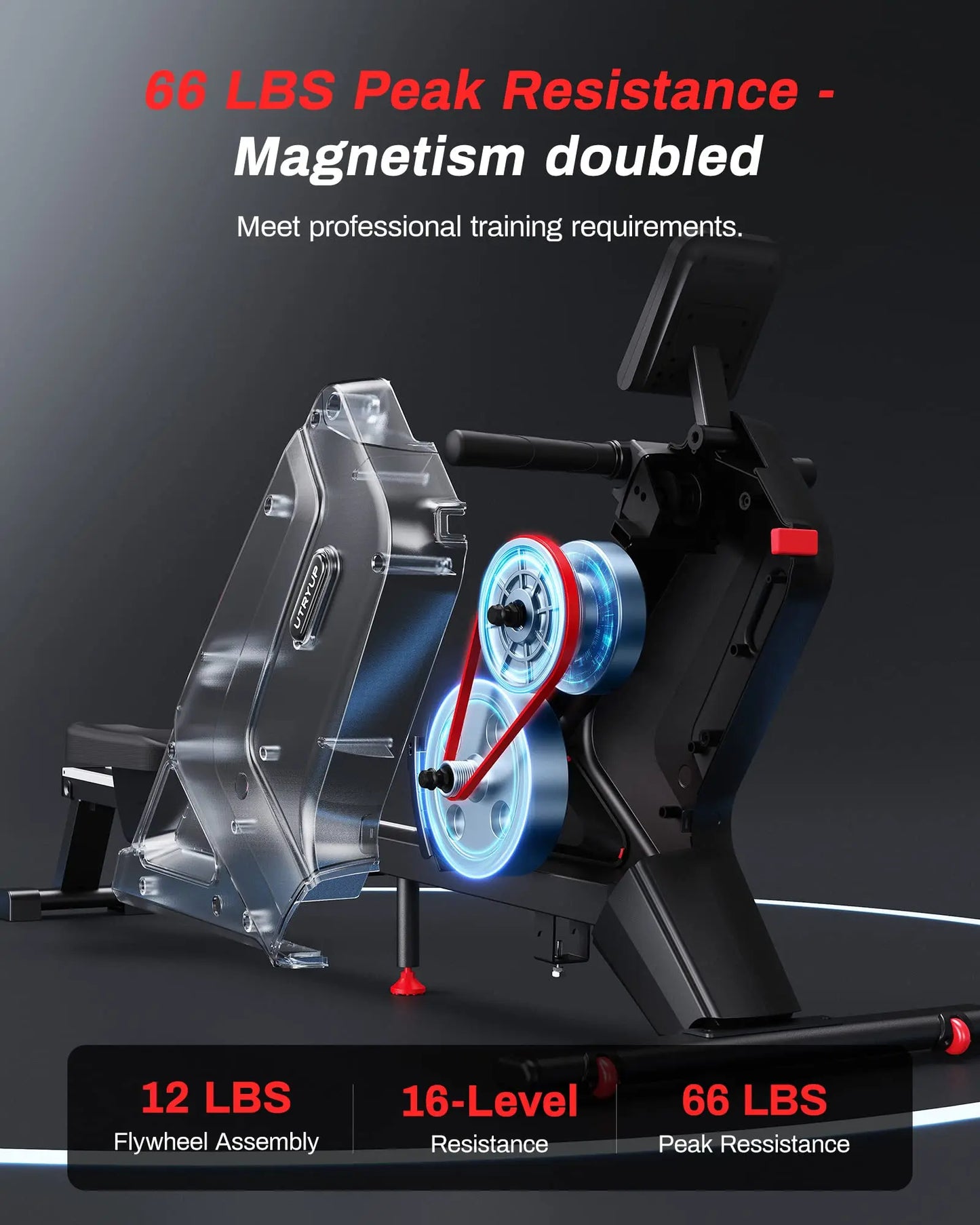 Magnetic Rowing Machine – UTRYUP R05/R10 with 16 Resistance Levels, Bluetooth App, and Quiet Foldable Design