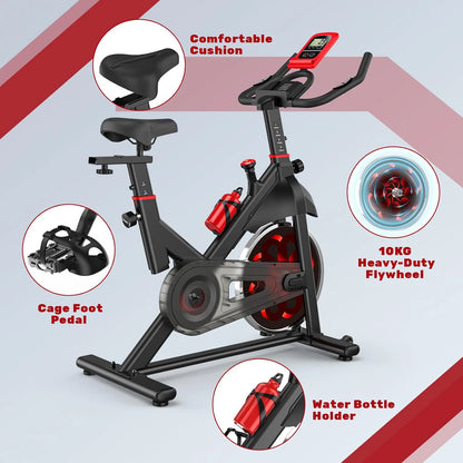 Indoor Spinning Bike – Quiet Magnetic Resistance with LCD Monitor & 6kg Flywheel, 330 lbs Capacity