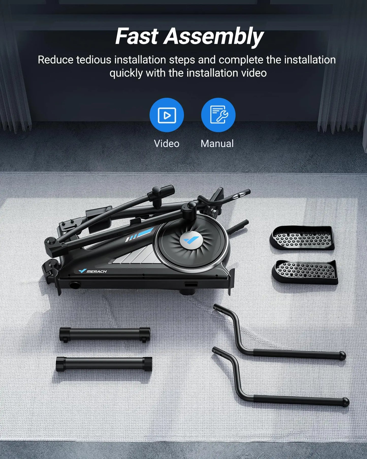 Elliptical Machine – Hyper-Quiet Magnetic Drive with 16 Resistance Levels and App Integration for Home Workouts