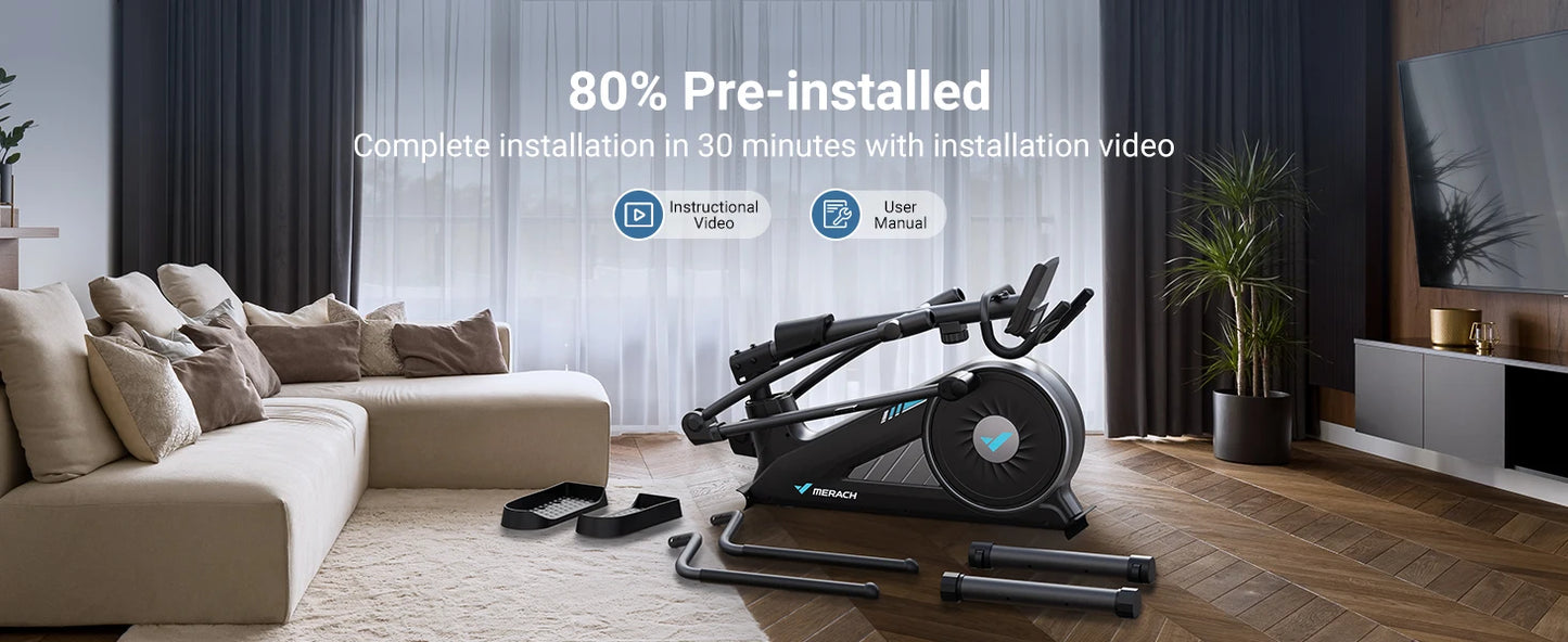 Elliptical Machine – Hyper-Quiet Magnetic Drive with 16 Resistance Levels and App Integration for Home Workouts