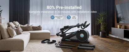 Elliptical Machine – Hyper-Quiet Magnetic Drive with 16 Resistance Levels and App Integration for Home Workouts