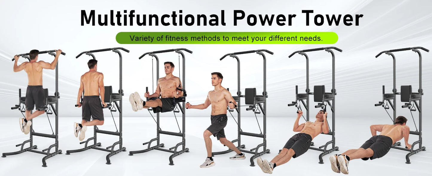 Power Tower Dip Station – Multi-Function Pull Up Bar, Push Up & Ab Workout Station for Home Strength Training