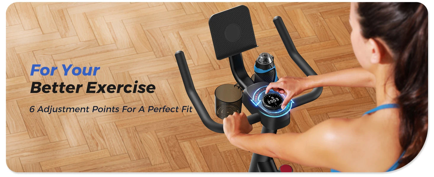 Stationary Exercise Bike – Quiet Indoor Cycling Bike with Brake Pad Resistance, App Connectivity, and 300lb Capacity