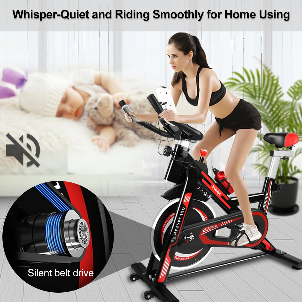 Stationary Exercise Bike – Adjustable Resistance Ergometer with LCD Display, Pulse Sensors, and 150kg Capacity