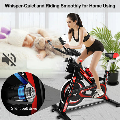 Stationary Exercise Bike – Adjustable Resistance Ergometer with LCD Display, Pulse Sensors, and 150kg Capacity