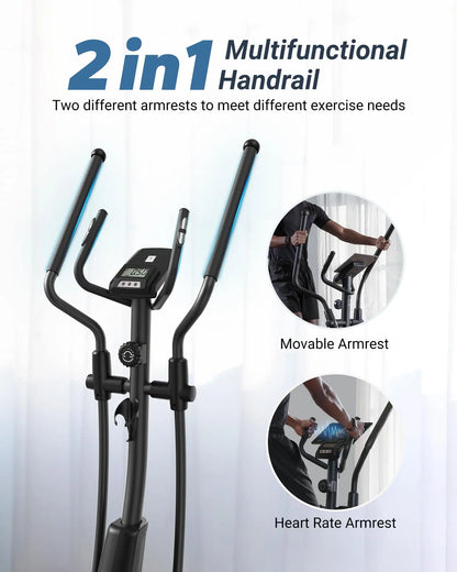 Elliptical Machine – Hyper-Quiet Magnetic Drive with 16 Resistance Levels and App Integration for Home Workouts
